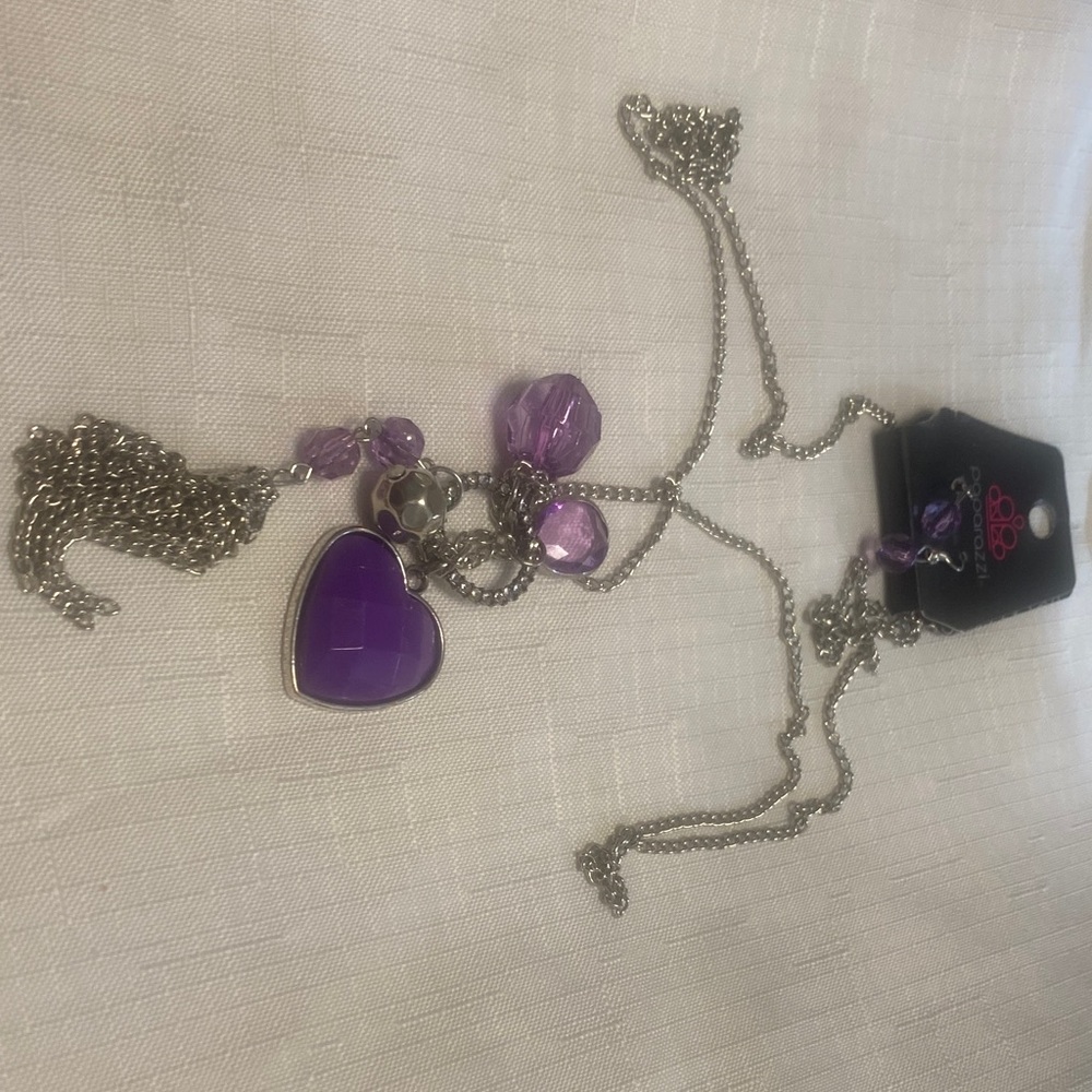 Paparazzi Purple Heart Necklace with Silver Chain